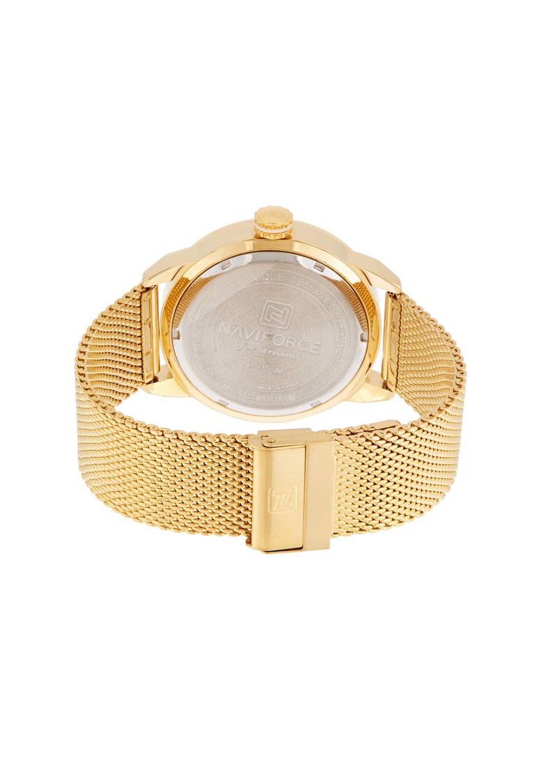 نافيفورس ساعة يد كلاسيكية للرجال بمينا ذهبي من الفولاذ المقاوم للصدأ وشبكة من الفولاذ المقاوم للصدأ - Image 2