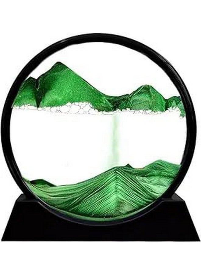 Covacure Moving Sand Art Showpiece Picture Glass Liquid Painting, Sand Art Kits Moving Sand Art Liquid Motion, 3D Natural Landscape Showpieces For Home Decor Antique Gift For Kids Office Desktop (7 Inch-Green) - Image 1