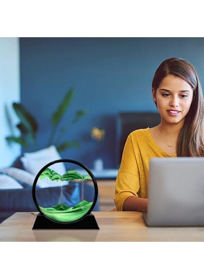 Covacure Moving Sand Art Showpiece Picture Glass Liquid Painting, Sand Art Kits Moving Sand Art Liquid Motion, 3D Natural Landscape Showpieces For Home Decor Antique Gift For Kids Office Desktop (7 Inch-Green) - Image 4