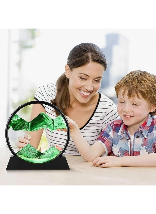 Covacure Moving Sand Art Showpiece Picture Glass Liquid Painting, Sand Art Kits Moving Sand Art Liquid Motion, 3D Natural Landscape Showpieces For Home Decor Antique Gift For Kids Office Desktop (7 Inch-Green) - Image 5