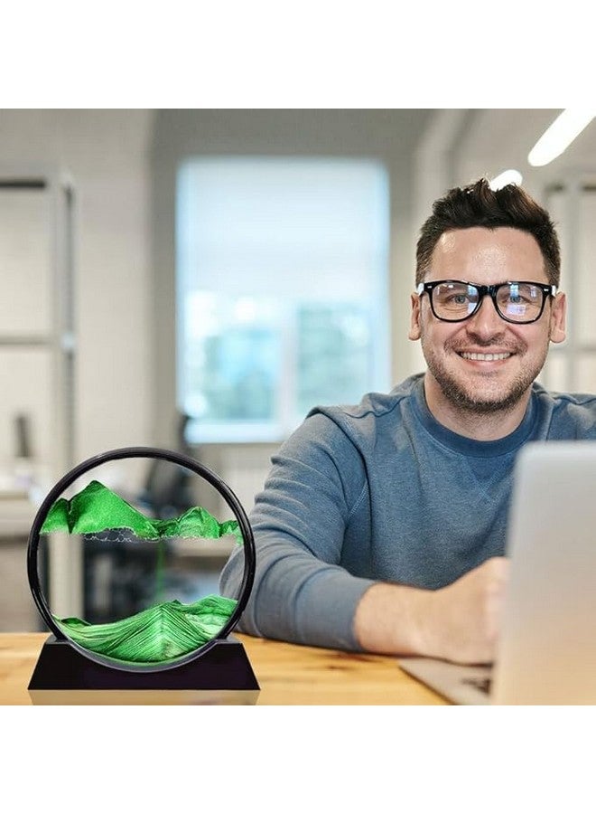 Covacure Moving Sand Art Showpiece Picture Glass Liquid Painting, Sand Art Kits Moving Sand Art Liquid Motion, 3D Natural Landscape Showpieces For Home Decor Antique Gift For Kids Office Desktop (7 Inch-Green) - Image 3