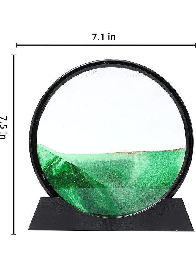 Covacure Moving Sand Art Showpiece Picture Glass Liquid Painting, Sand Art Kits Moving Sand Art Liquid Motion, 3D Natural Landscape Showpieces For Home Decor Antique Gift For Kids Office Desktop (7 Inch-Green) - Image 2