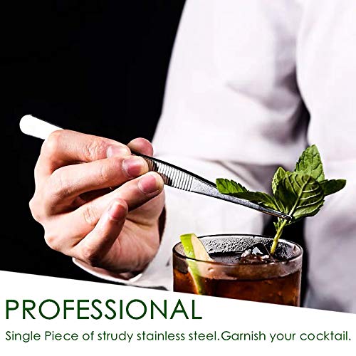LINALL Tongs Tweezers - 12 Inch / 30cm Long Food Tongs Straight Serrated Forceps Cocktail Tweezers Bar Tool Gold - Image 4