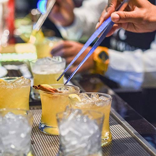 LINALL Tongs Tweezers - 12 Inch / 30cm Long Food Tongs Straight Serrated Forceps Cocktail Tweezers Bar Tool Gold - Image 5