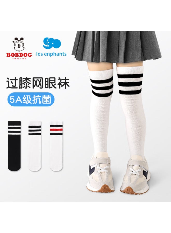 Babu Bean Babbudou Girls' Knee-high Socks, Student Over-knee Mesh Socks, Children's Socks, Spring Autumn Summer Baby Girl Calf Socks - Image 2