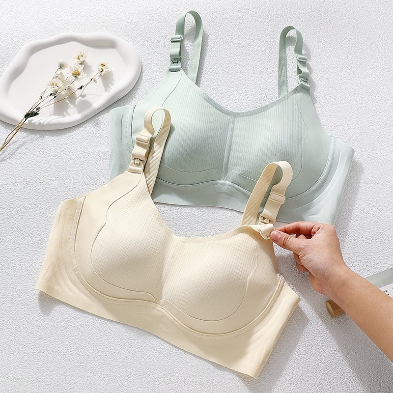 (Two-Piece Pack) Nursing Bra, Seamless Jelly Strips, No Rims, Upper Buckle, Breastfeeding, Anti-Exposure, Push-Up And Auxiliary - Image 2