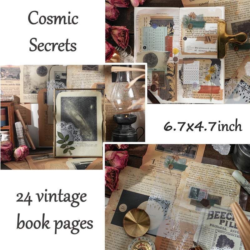 Jukercici Vintage Aesthetic Scrapbook Supplies Kit with Scrapbook Paper, Stickers for Scrapbooking, DIY Albums, Junk Journals, Bullet Journals, Celestial Universe Planets Space Collage Decor (Dark4 125 Pcs) - Image 3