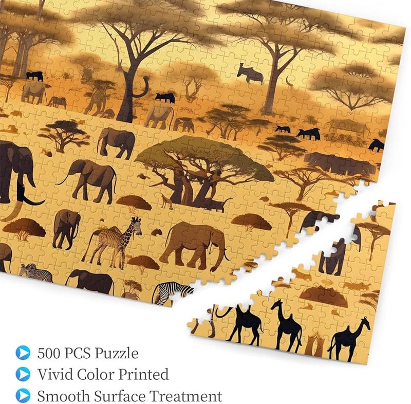 لغز حيوانات مراعي أفريقيا من فايا 500 قطعة للبالغين ديكور المنزل 20.4 × 15 بوصة - Image 3