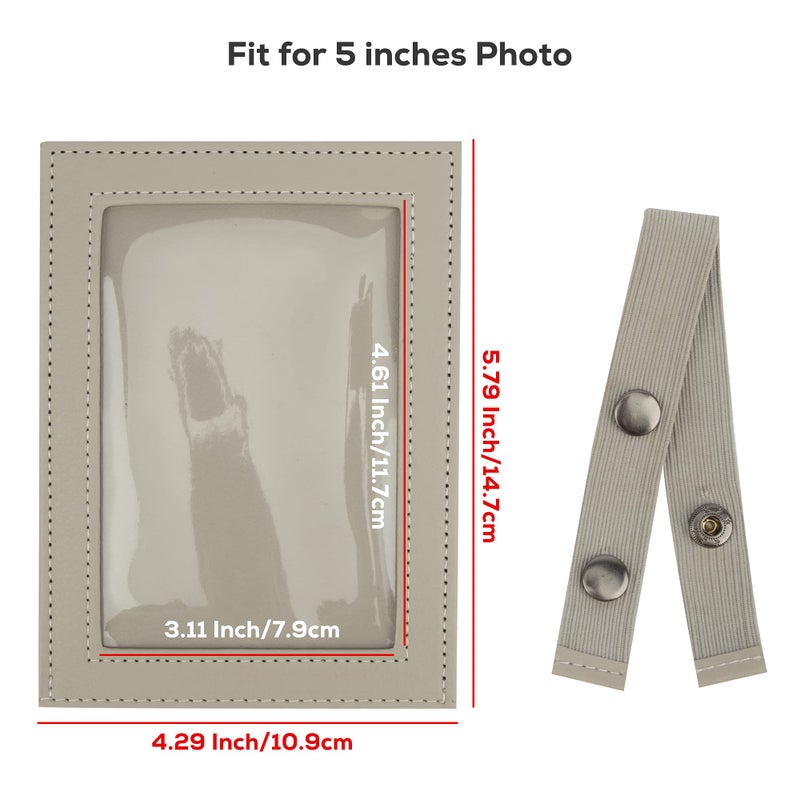 Temlum Artificial Leather Car Visor Picture Frame Fits 5-inch(3.5"" x 5"") Photo Frame for Car Displays Your Photographs Both Vertically and Horizontally (Gray  1 pcs) - Image 2