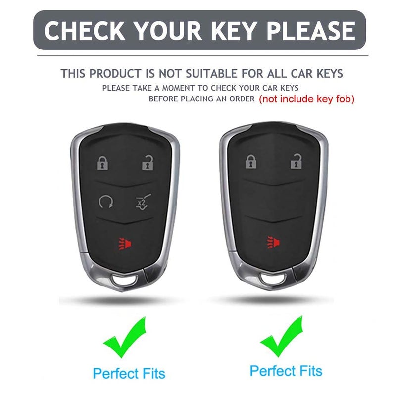 Cacacar for Cadillac Escalade Key Fob Cover, for Cadillac ATS CTS CT6 STS SRX XT5 Key Fob Case Premium Soft TPU Full Protection Smart Key Holder (Black) - Image 2