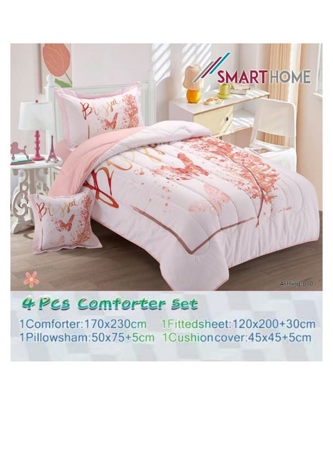 Children's bedding and quilt set with medium filling, consisting of 4 pieces, reversible elastic sheet, size 170 * 230 cm, for boys and girls