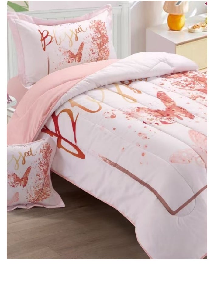 SMART HOME - Children's bedding and quilt set with medium filling, consisting of 4 pieces, reversible elastic sheet, size 170 * 230 cm, for boys and girls - Image 1