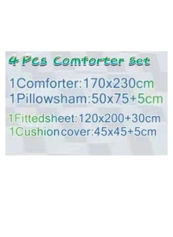 SMART HOME - Children's bedding and quilt set with medium filling, consisting of 4 pieces, reversible elastic sheet, size 170 * 230 cm, for boys and girls - Image 1