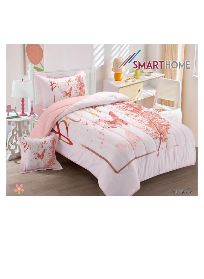 SMART HOME - Children's bedding and quilt set with medium filling, consisting of 4 pieces, reversible elastic sheet, size 170 * 230 cm, for boys and girls - Image 1