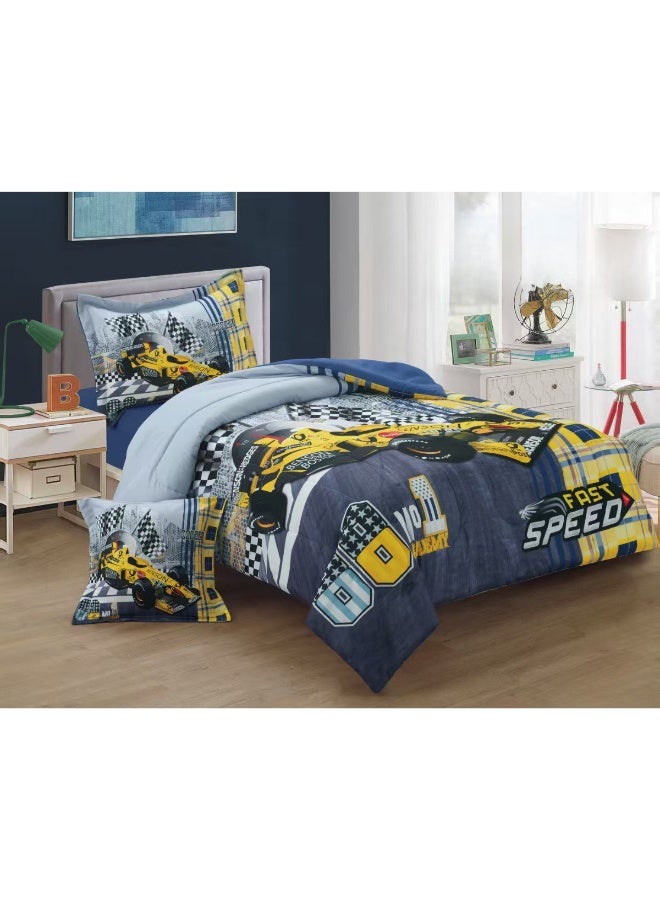 سمارت هوم مفرش سرير بتصميم عصري 4 قطع (مفرش بحشوة مقاس 170×230 سم + واقي مرتبة مقاس 120×200+30 سم + كيس مخدة + غطاء وسادة مربعة) – طقم مفارش سرير شبابية فاخرة لغرف النوم والطلاب والمراهقين - Image 1