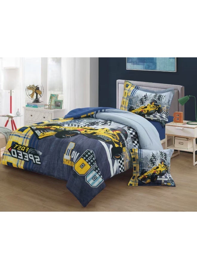 سمارت هوم مفرش سرير بتصميم عصري 4 قطع (مفرش بحشوة مقاس 170×230 سم + واقي مرتبة مقاس 120×200+30 سم + كيس مخدة + غطاء وسادة مربعة) – طقم مفارش سرير شبابية فاخرة لغرف النوم والطلاب والمراهقين - Image 5