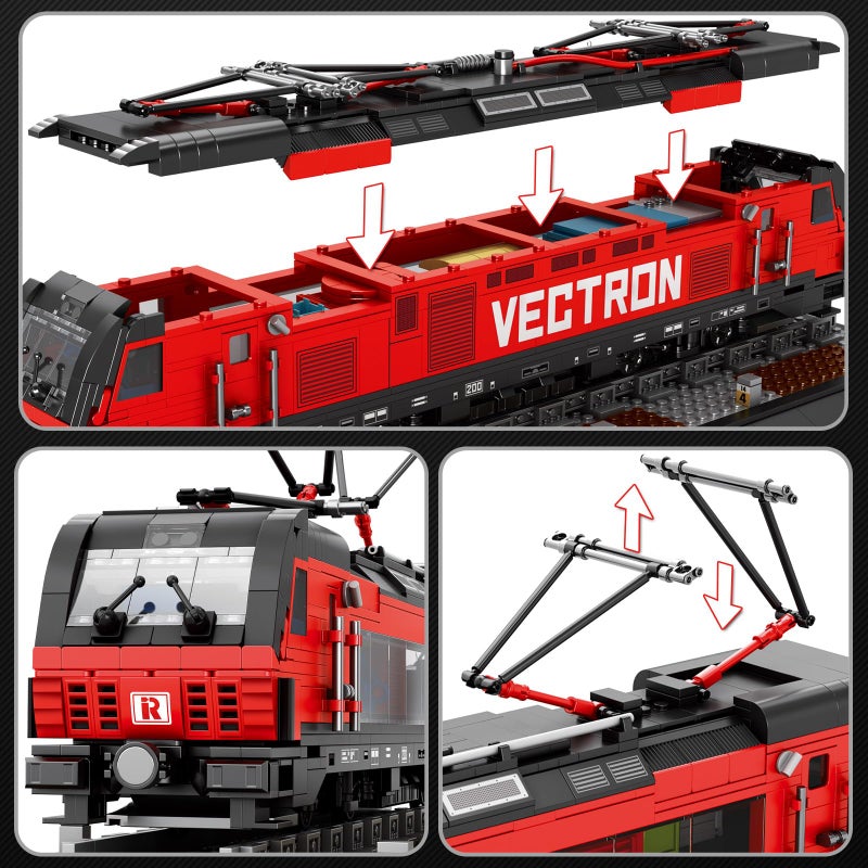 Reobrix Train Building Block Kit with Base, MOC City Train Sets, Classic Vectron Electric Truck 66019,Model for Adult Car Lovers, Gift Ideas for Girls Boys Home DÃ©cor, 1757 PCS - Image 4