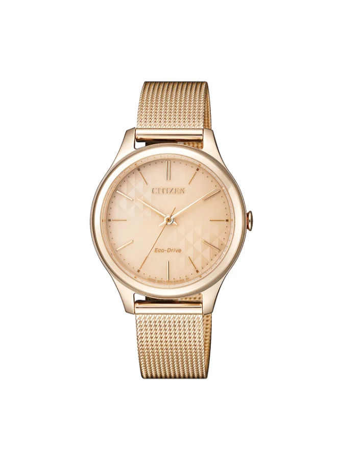 CITIZEN Women's Stainless Steel Mesh Gold Plating Analog Watch EM0503-83X - 32 mm