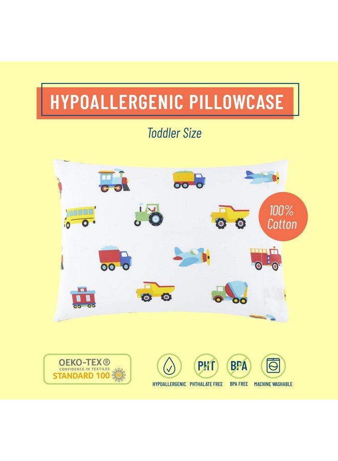 Wildkin 100% Cotton Hypoallergenic Toddler Pillow Case for Boys & Girls, Measures 19 x 13.5 Inches Kids Pillowcase, Pillow Cover Fits a Toddler Sized Pillow (Trains, Planes, and Trucks) - Image 2