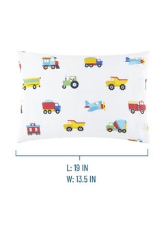 Wildkin 100% Cotton Hypoallergenic Toddler Pillow Case for Boys & Girls, Measures 19 x 13.5 Inches Kids Pillowcase, Pillow Cover Fits a Toddler Sized Pillow (Trains, Planes, and Trucks) - pzsku/Z984941934065B06B113DZ/45/_/1737030805/9c672d97-2fa4-4b77-b7b1-f9af03053e58