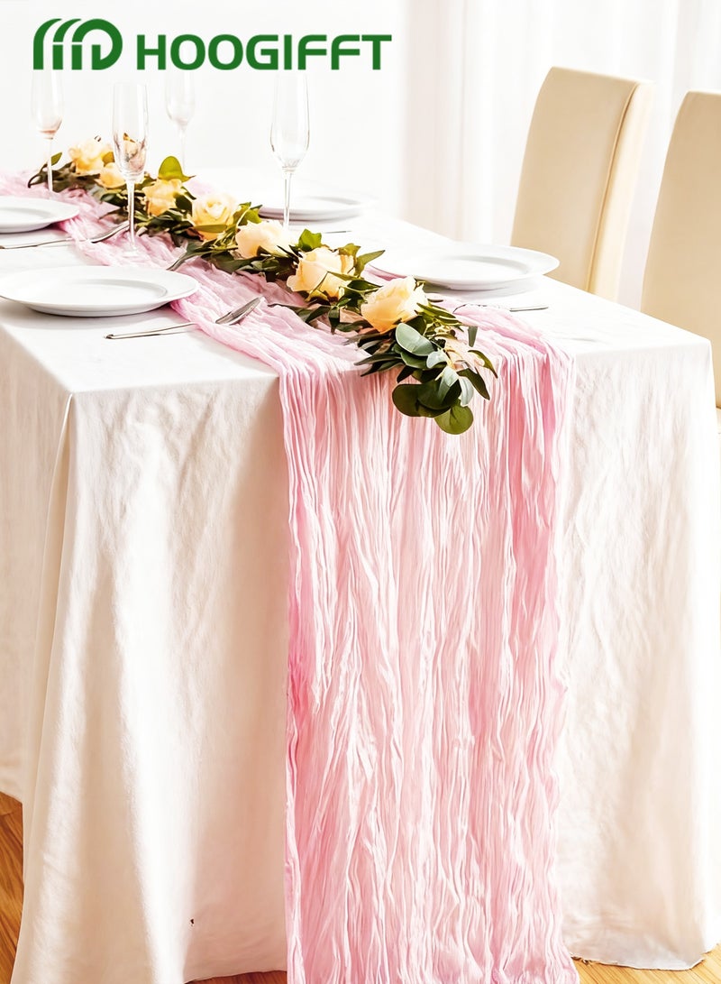 HOOGIFFT Crumpled Gauze Table Runner, Suitable For Wedding Decoration Holiday Party Reception Decoration,4M Cheesecloth Table Runner - Image 3
