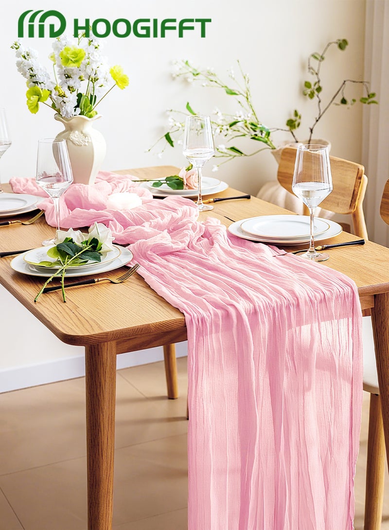 HOOGIFFT Crumpled Gauze Table Runner, Suitable For Wedding Decoration Holiday Party Reception Decoration,4M Cheesecloth Table Runner - Image 4