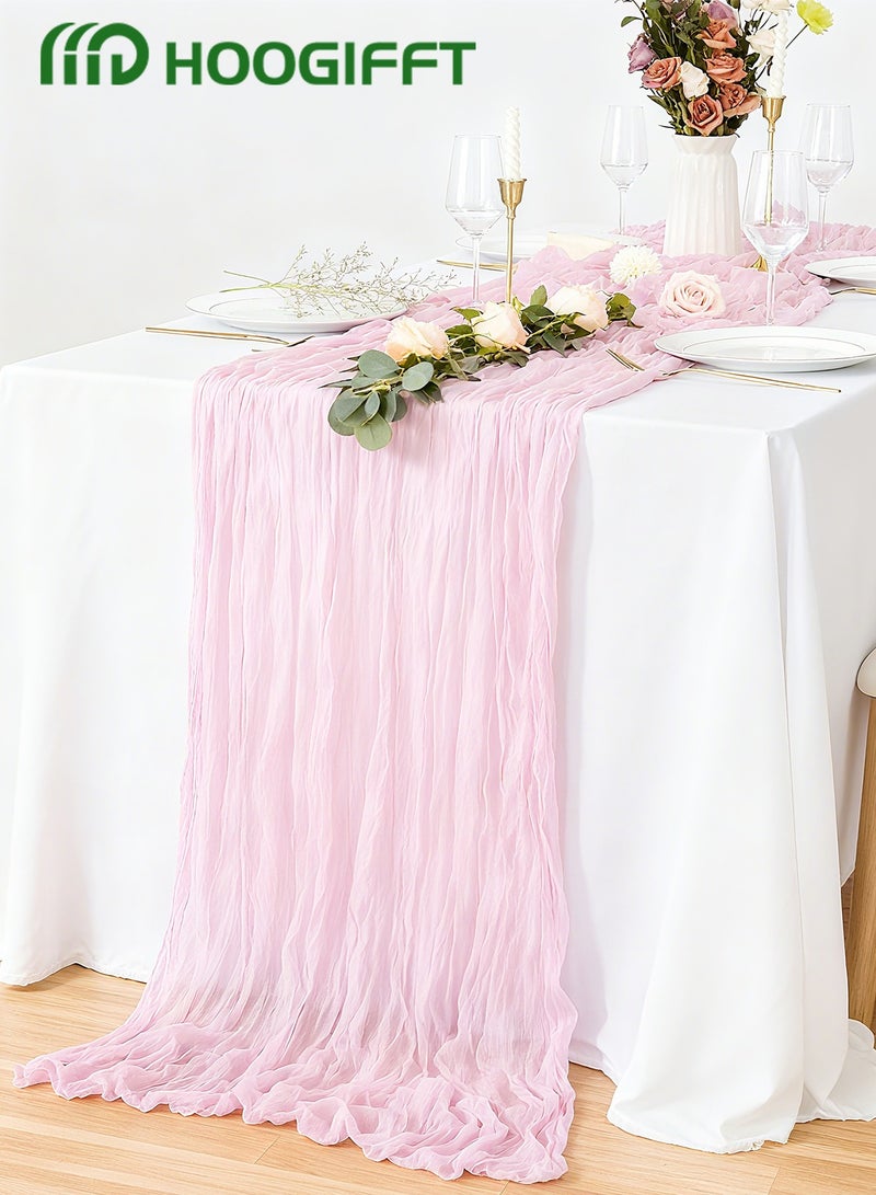 HOOGIFFT Crumpled Gauze Table Runner, Suitable For Wedding Decoration Holiday Party Reception Decoration,4M Cheesecloth Table Runner - Image 1