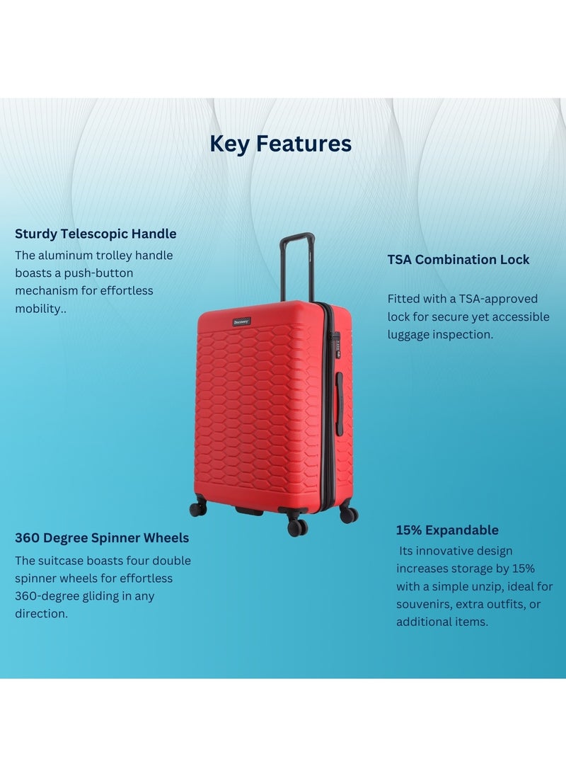 Discovery Reptile ABS Hardshell Luggage Set Red, Durable Lightweight Expandable Suitcase, 4 Double Wheel With TSA Lock 3pcs Trolley Bag (20+24+28 Inch). - pzsku/Z984943671BD69D45EBBCZ/45/_/1720623226/e3791cd5-f533-4a6d-8326-f35818e50942