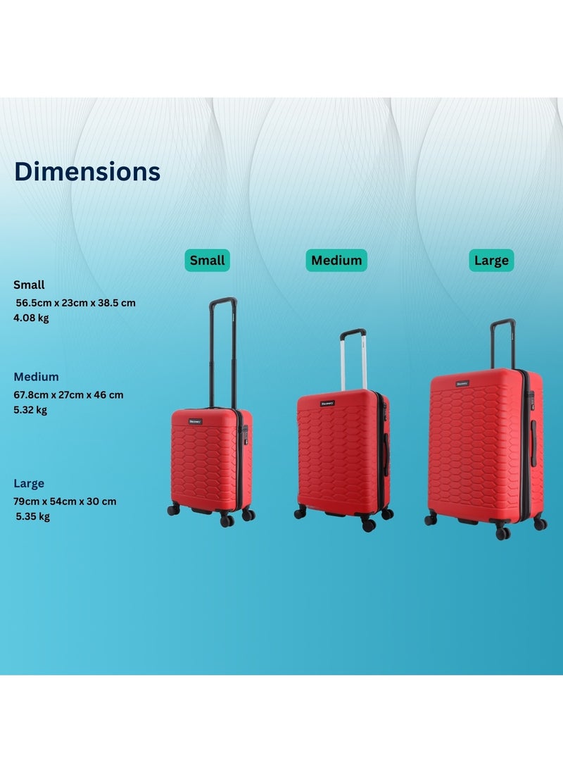 Discovery Reptile ABS Hardshell Luggage Set Red, Durable Lightweight Expandable Suitcase, 4 Double Wheel With TSA Lock 3pcs Trolley Bag (20+24+28 Inch). - pzsku/Z984943671BD69D45EBBCZ/45/_/1720623257/4dcdb841-10f5-467f-b86c-d91bf7423273