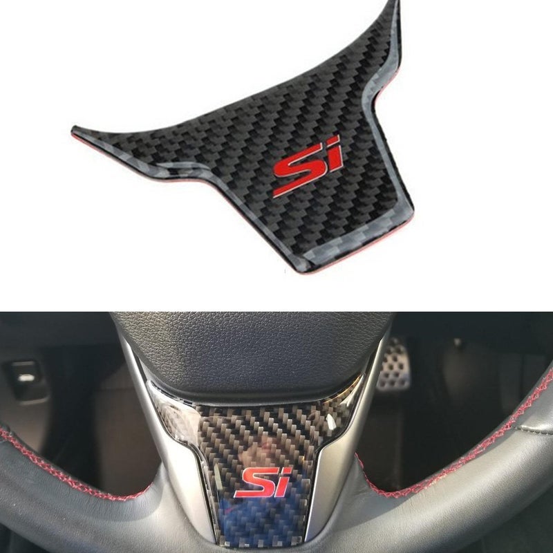 Duoles Carbon Fiber Steering Wheel Cover Panel Frame Trim for Honda Civic Si 2016-2017 2018 2019 - Image 2