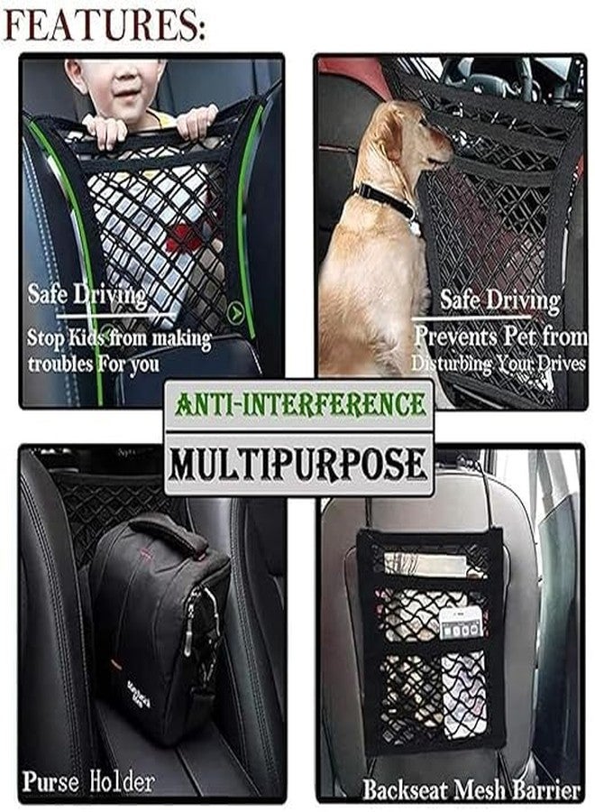 VKPSN 3-Layer Car Mesh Organizer, Seat Back Net Bag, Barrier of Backseat Pet Kids, Cargo Tissue Purse Holder, Driver Storage Netting Pouch - Image 5
