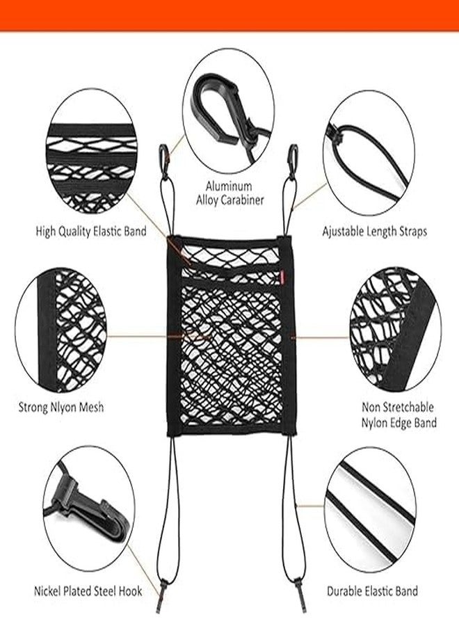 VKPSN 3-Layer Car Mesh Organizer, Seat Back Net Bag, Barrier of Backseat Pet Kids, Cargo Tissue Purse Holder, Driver Storage Netting Pouch - Image 4