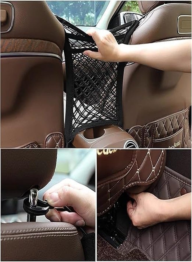 VKPSN 3-Layer Car Mesh Organizer, Seat Back Net Bag, Barrier of Backseat Pet Kids, Cargo Tissue Purse Holder, Driver Storage Netting Pouch - Image 2