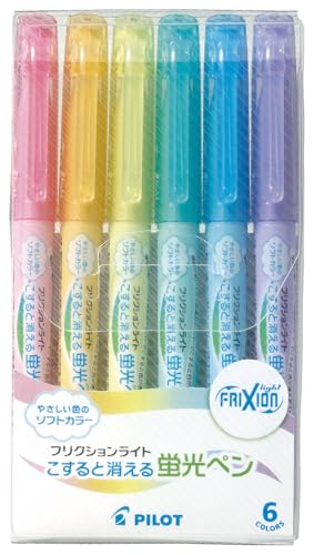 Pilot Frixion Light Soft Color Erasable Highlighter Pen, 6 Color Set (SFL-60SL-6CS) - Image 1