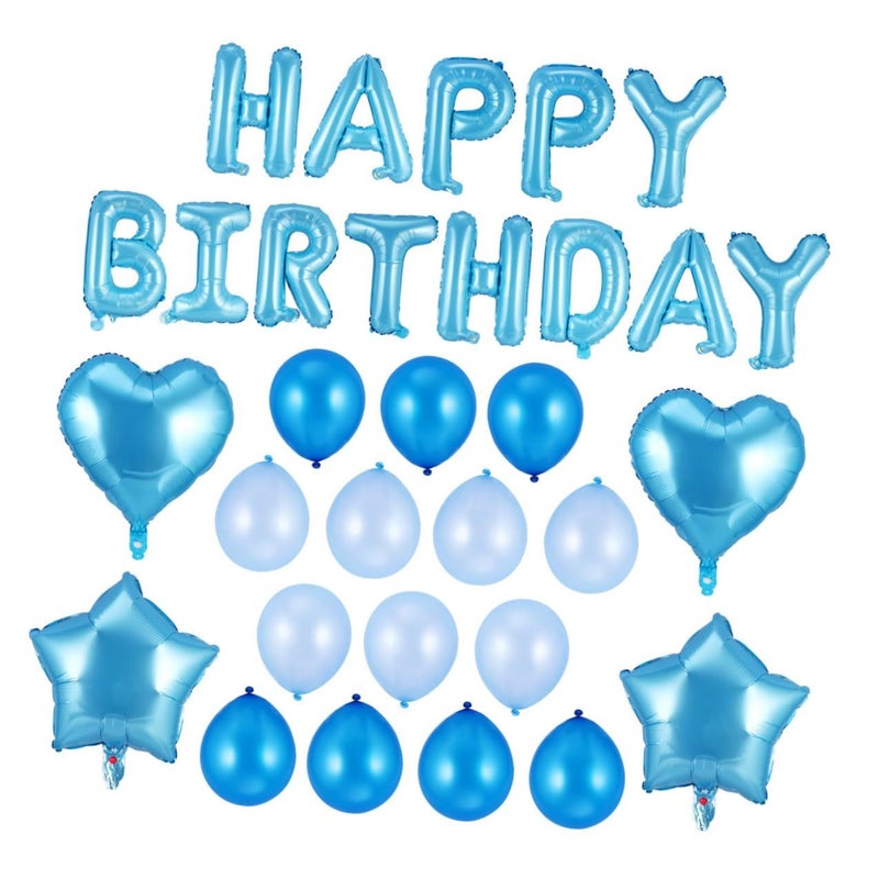 Blue Birthday Balloons Decorations Set with Letters Banner and Latex Balloons for Party Supplies - Image 2
