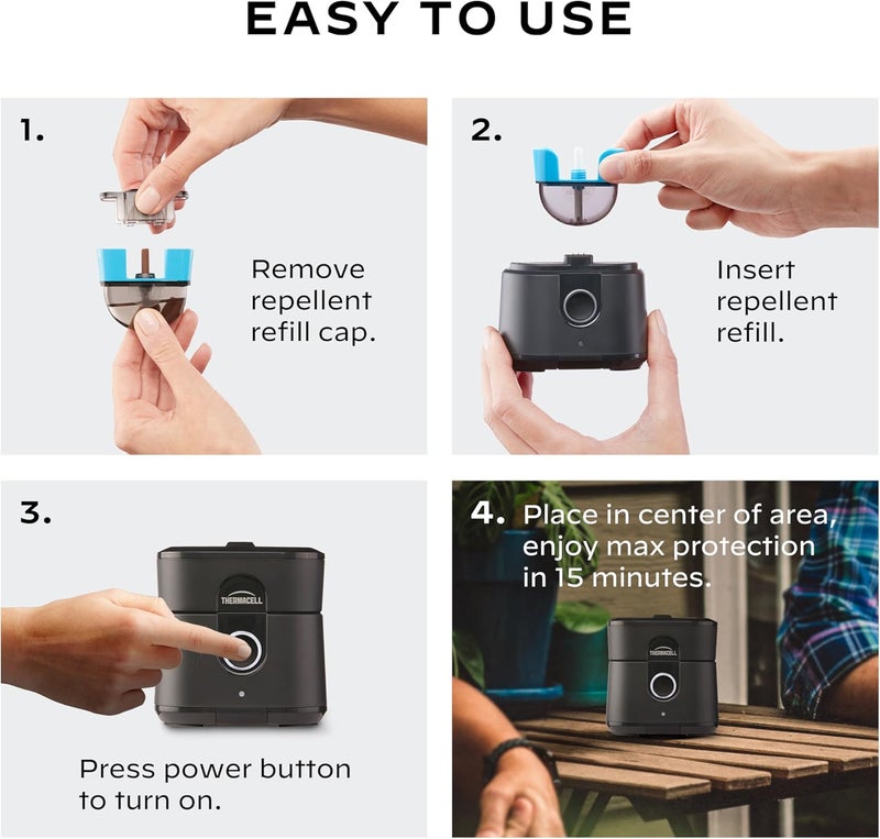 THERMACELL Thermacell Patio Shield Mosquito Repellent ESeries Rechargeable Repeller 10 Mosquito Protection Zone Includes 12Hour Repellent Refill No Spray Flame or Scent Bug Spray Alternative  - Image 4