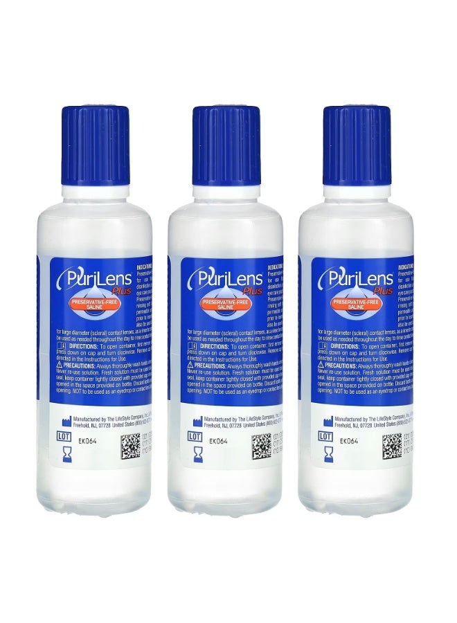Plus Preservative-Free Saline, 3 Bottles, 4 fl oz (120 ml) Each