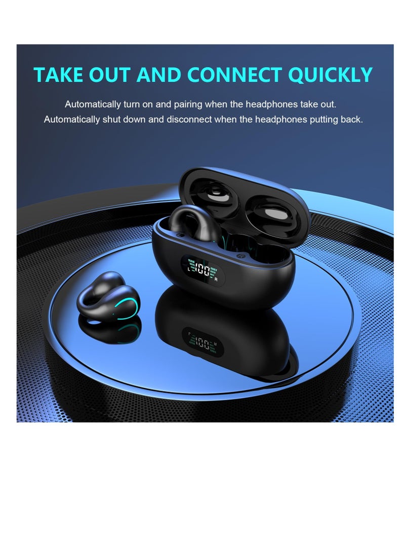 Excefore Wireless Open Ear Sport Headphones, Ear Clip Wireless Earbuds with Digital Display Charging, Air Conduction Bluetooth Headset, With Bluetooth 5.3, for Cycling, Running, Workout, Driving (Black)  - Image 5