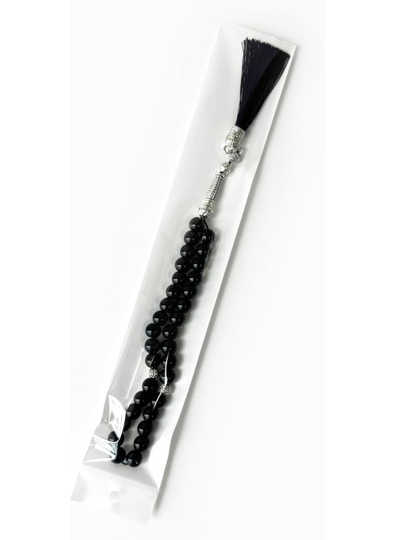 Fabienne Pack of 12 Prayer Beads Black Tasbeeh Beads 33 with Tassel 8mm Glass Beads Misbaha Islamic Zikr Beads Muslim Rosary Sibha for Ramadan Hajj Umrah Gift Set - Image 5