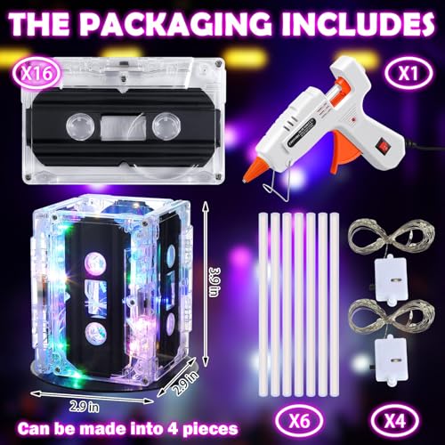 Halloscume 4 Sets 80s Party Decorations 90s Cassette Tape Bucket Centerpiece Tape Radio Boombox Birthday Party Table Neon Light Decorations for 1980 1990 Hip Hop Supplies - Image 5