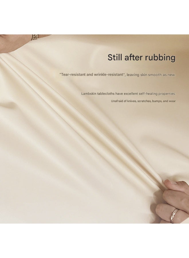مفرش طاولة من جلد الخراف، مقاس 140×200 سم، مقاوم للماء، مقاوم للتجاعيد، غطاء مكتب مقاوم للماء والزيت، مناسب لطاولة الطعام، مناسب لمطبخ ريفي، مناسب للعطلات (أبيض) - Image 2