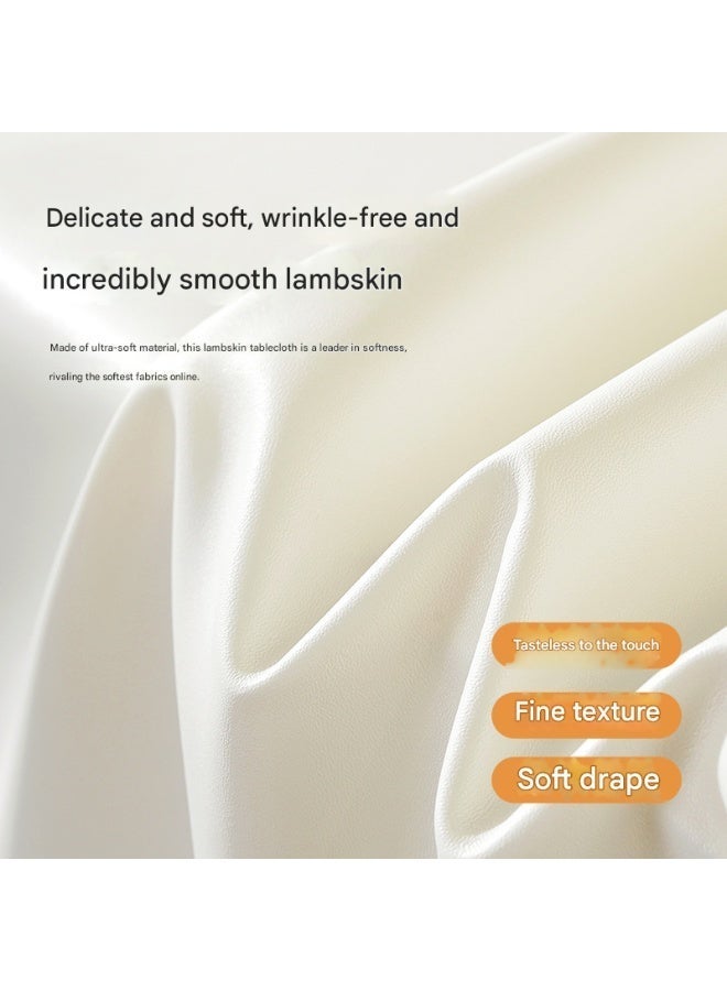 مفرش طاولة من جلد الخراف، مقاس 140×200 سم، مقاوم للماء، مقاوم للتجاعيد، غطاء مكتب مقاوم للماء والزيت، مناسب لطاولة الطعام، مناسب لمطبخ ريفي، مناسب للعطلات (أبيض) - Image 4