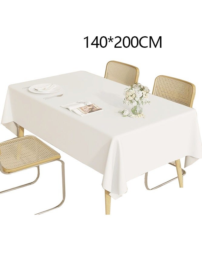 مفرش طاولة من جلد الخراف، مقاس 140×200 سم، مقاوم للماء، مقاوم للتجاعيد، غطاء مكتب مقاوم للماء والزيت، مناسب لطاولة الطعام، مناسب لمطبخ ريفي، مناسب للعطلات (أبيض) - Image 1