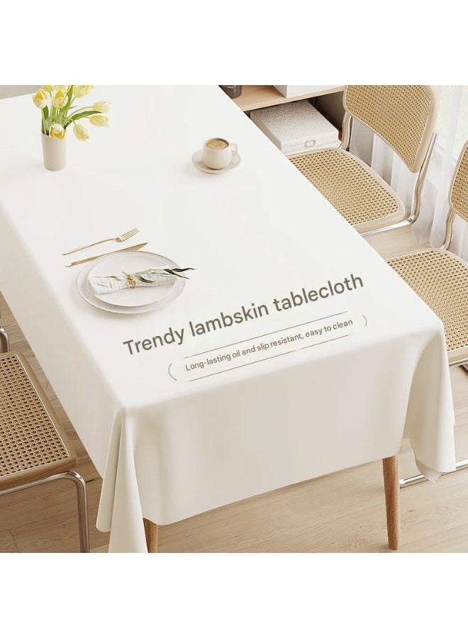 مفرش طاولة من جلد الخراف، مقاس 140×200 سم، مقاوم للماء، مقاوم للتجاعيد، غطاء مكتب مقاوم للماء والزيت، مناسب لطاولة الطعام، مناسب لمطبخ ريفي، مناسب للعطلات (أبيض) - Image 5
