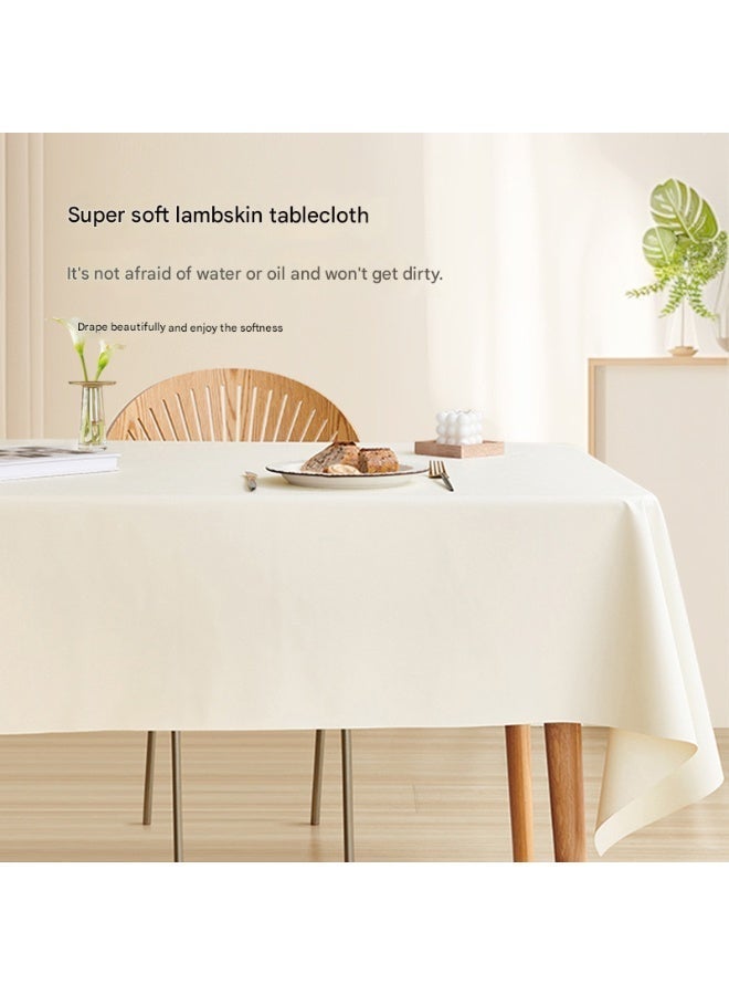 مفرش طاولة من جلد الخراف، مقاس 140×200 سم، مقاوم للماء، مقاوم للتجاعيد، غطاء مكتب مقاوم للماء والزيت، مناسب لطاولة الطعام، مناسب لمطبخ ريفي، مناسب للعطلات (أبيض) - Image 3