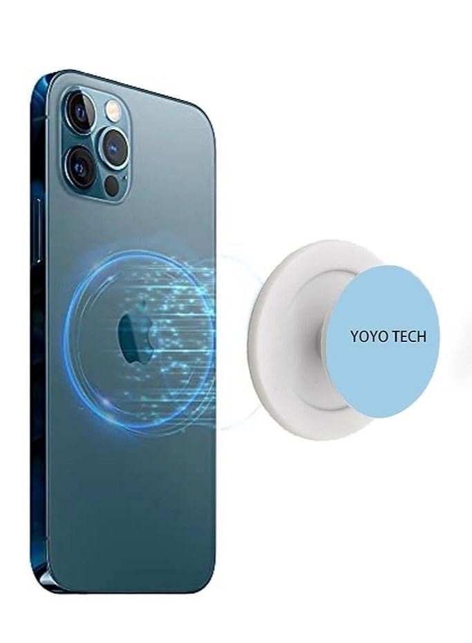 YoYoTech POP MAG Grip Magnetic Phone Holder for Phone and Tablets with Expanding Kickstand Function Swappable Top Magnetic Mobile Phone Holder Sky Blue - Image 1