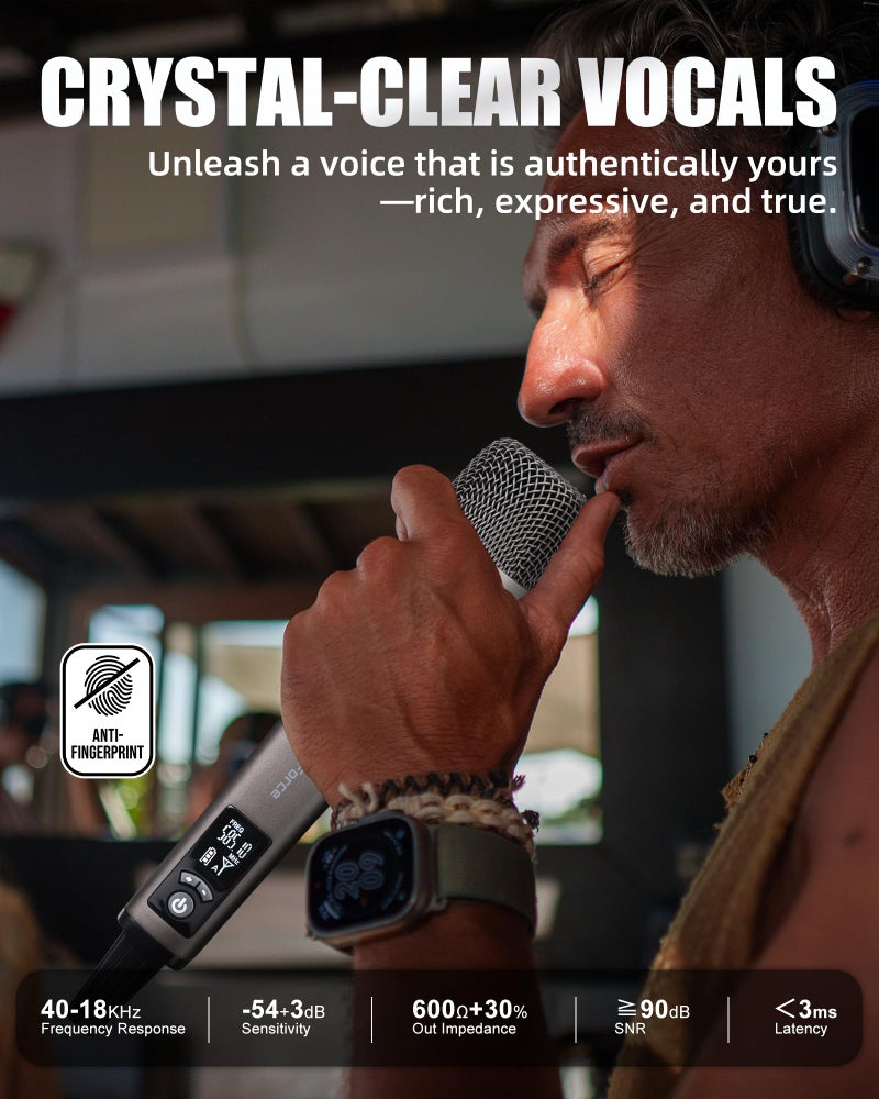 SonixForce Wireless Microphones, Professional Karaoke Microphone, Dual-Mic UHF System with 260ft Range, All-Metal Portable Microphone for Singing, Speaking, Meetings and Events - Image 2
