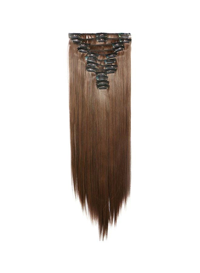 NIBEMINENT Pack Of 12 Long Straight Hair Extension Brown