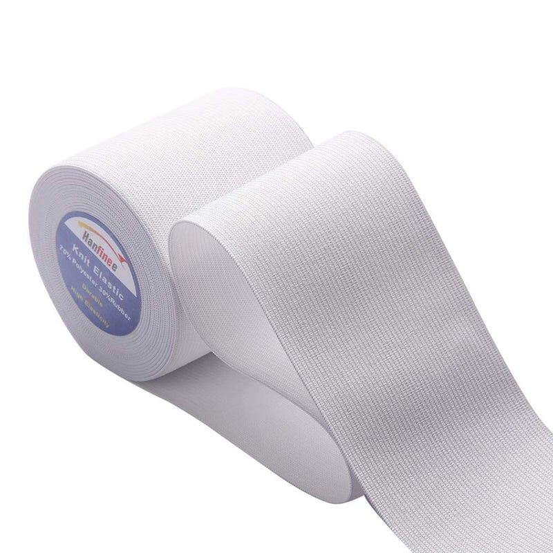 HANFINEE 3 Inch Wide Sew on Elastic Band Knitted Elastic with Heavy Stretch for Sewing Crafts DIY,Waistband,Bedspread,Cuff (White,5 Yards) - Image 1