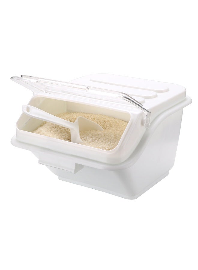 Restaurantware Met Lux 2.6 Gallon Ingredient Bin, 1 With Lid Food Storage Bin - With Measuring Scoop, Stackable, White Plastic Commercial Flour Bin, Easy Access, For Kitchen Or Storage - Image 2
